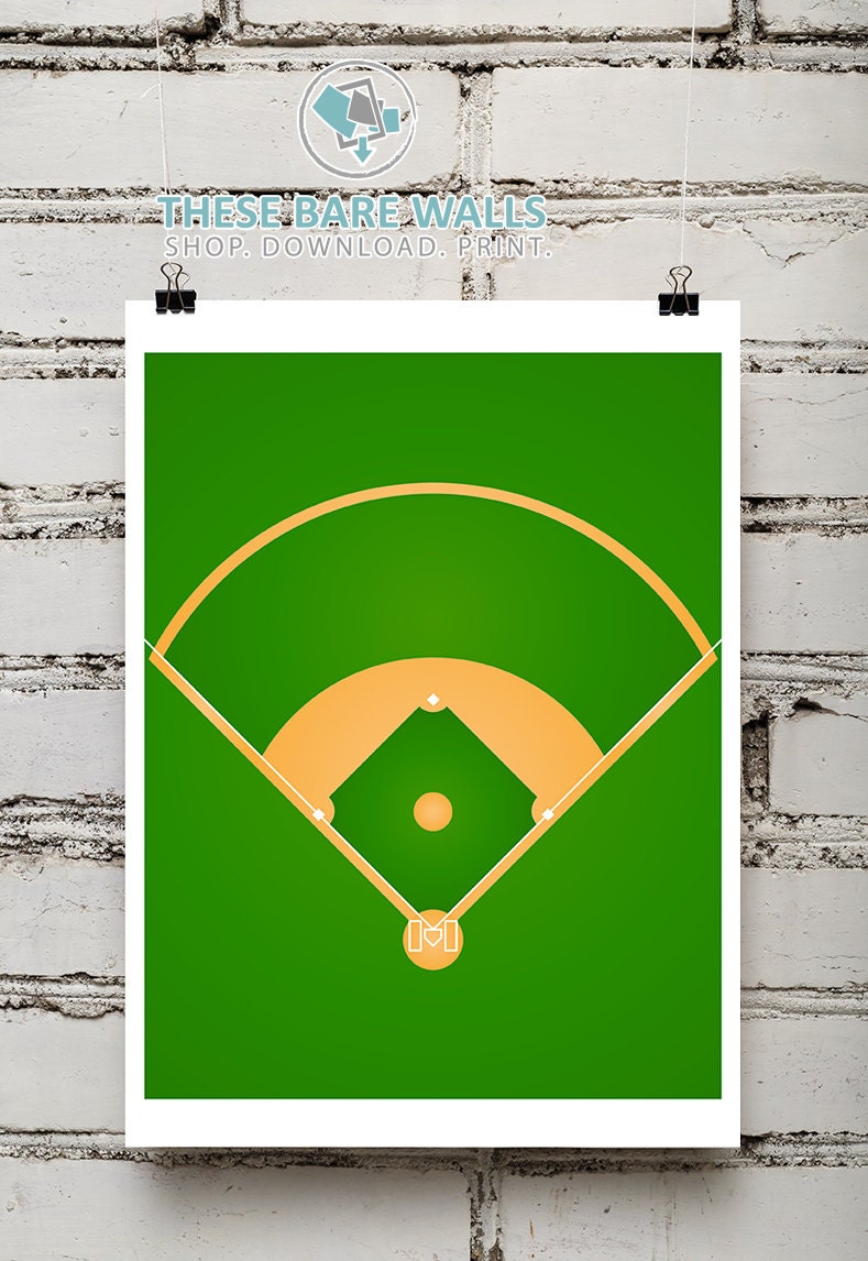 Printable Wall Art, Baseball Field Print, Baseball Decor, 8x10