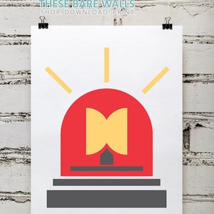 Printable Wall Art, Fire Department Prints, Firetruck Siren, Fireman Decor, fireman siren, fireman room decor, fireman alarm, fire siren
