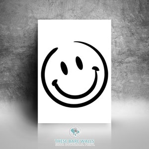 Printable Wall Art, Smiley Face Print, Smile Print, Black on White, Smile printable, smiley emoji, smile emoji, fun kids bedroom decor