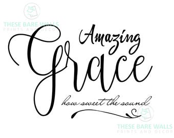 Amazing Grace How Sweet The Sound Sign, Amazing Grace Print - Engineering Print, 18x24, amazing grace printable, amazing grace decor