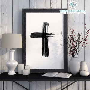 Cross Artwork - Cross Print - Black Cross on White, cross printable, Cross Home Decor, Cross printable, cross print, cross download art