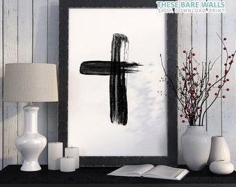 Cross download art - Cross Artwork - Cross Print - black and white cross poster - Cross Home Decor - Cross printable - cross print