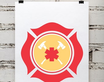 Fire Department Prints, Fireman Shield, Fireman Decor, firefighter decor, fireman decor, fire man decor, firefighter print, fire shield