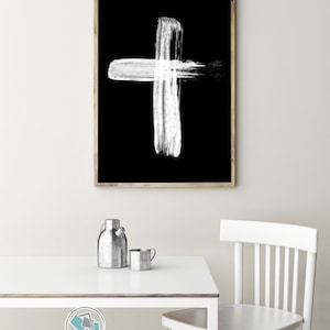 Afdrukbare Wall Art, wit kruis op zwart, religieuze kunst, Cross Home Decor, de inrichting van het Kruis, kruis wordt afgedrukt, cross afdrukbare, christelijke kruis afdrukken