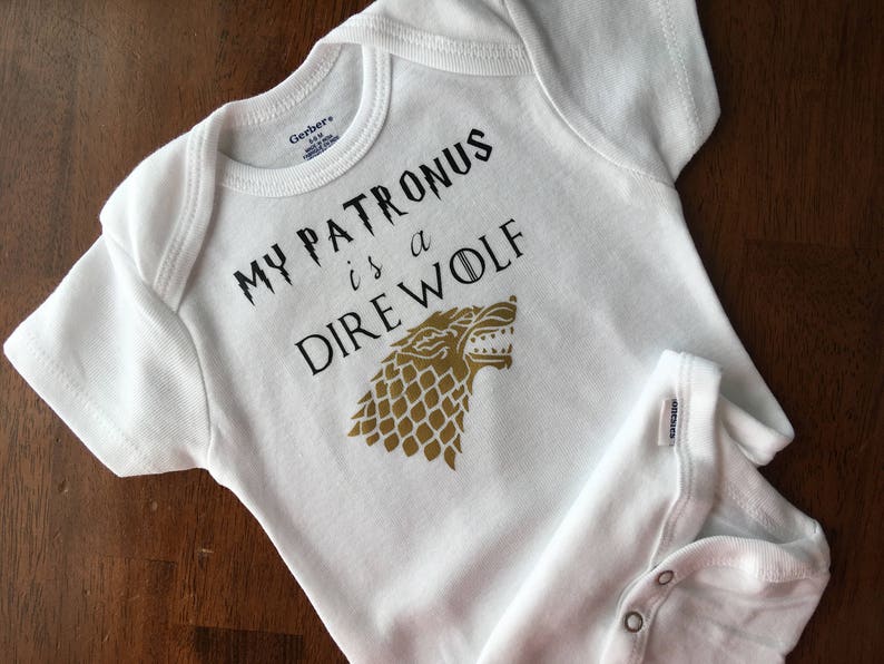 Romper Crawler Unisex Onesie Game of Thrones Baby Girl Funny Onesie Harry Potter Toddler Shirt Baby Boy My Patronus is a Dire Wolf