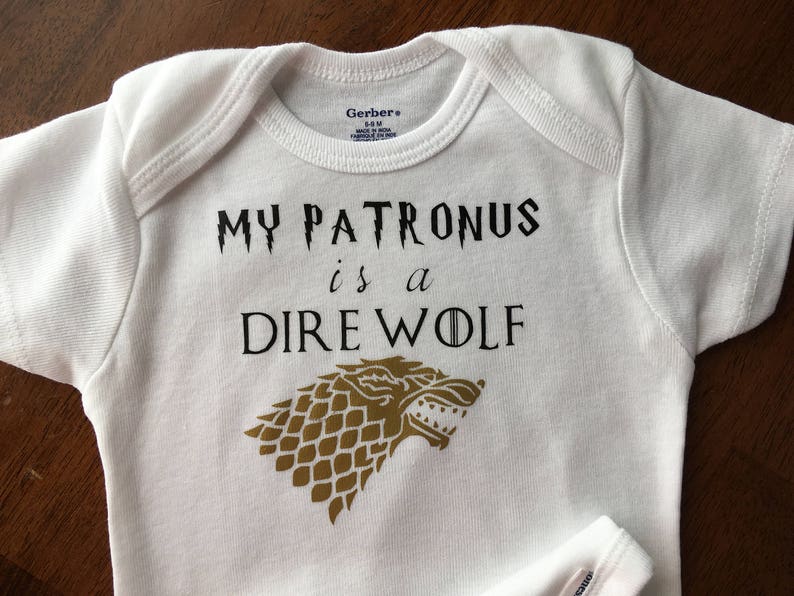 Romper Crawler Unisex Onesie Game of Thrones Baby Girl Funny Onesie Harry Potter Toddler Shirt Baby Boy My Patronus is a Dire Wolf