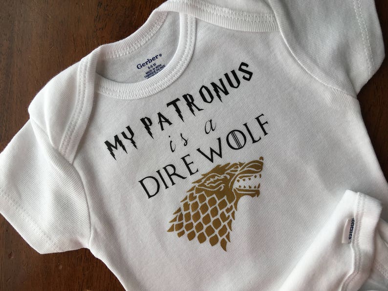Romper Crawler Unisex Onesie Game of Thrones Baby Girl Funny Onesie Harry Potter Toddler Shirt Baby Boy My Patronus is a Dire Wolf