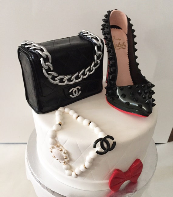 Edible Fondant High Heel Shoe And Purse Cake Toppers Also Etsy
