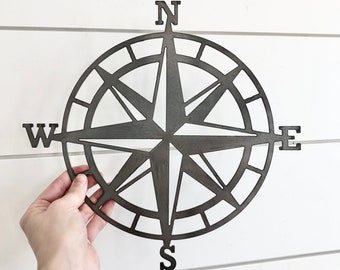 Compass Sign Travel Decor - Metal Compass - Nautical Sign - Metal Wall Art - Adventure Décor - Gift for Traveler - Wedding Gift