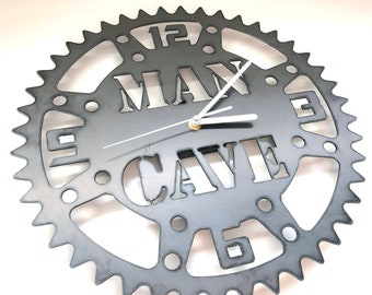 Man Cave Clock- Gift for Him - Metal Clock - Garage Decor - Office Decor - Fathers Day - Garage Sign - Metal Wall Art