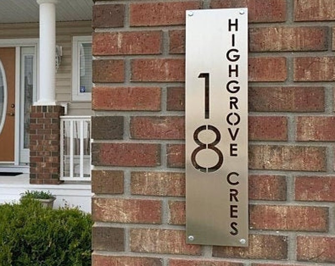 Vertical Custom House Number Plaque with street name - Personalized Gift - Housewarming - Address Sign