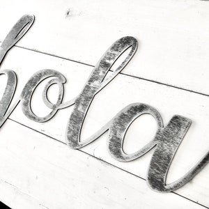 Hola Sign - Hola Wall Decor - Spanish Quote - Hello Metal Word - Entryway Wall Art