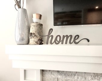Home Sign - Home Wall Art - Rustic Metal Script Sign - Metal Sign - Farmhouse Decor - Home Decor