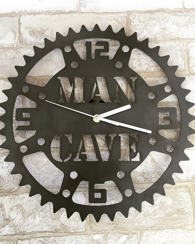 Rustic Metal Man Cave Clock Perfect for the Garage Office or Etsy
