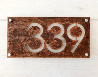 Rusted Custom House Number - Patina House Sign - Address Sign - Modern House Number