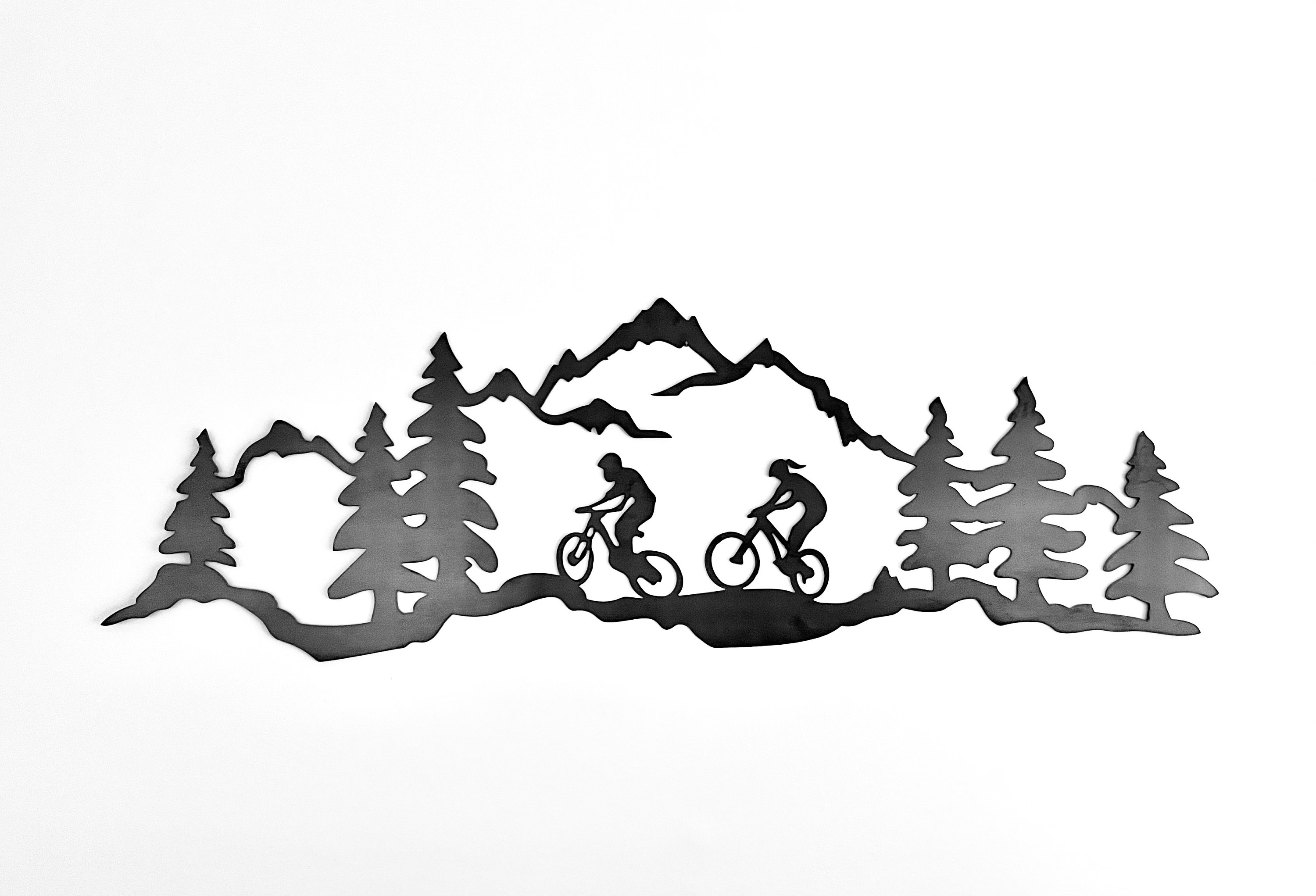 Downhill Mountain Bike Couple Sign - Couple Mountainbiking - His and Hers Mountain Bike - Cyclist - Biker - Metal Wall Art - Bike Wall Art