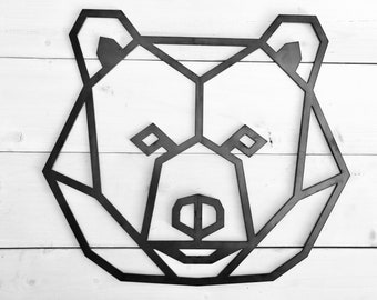 Metal Geometric Bear Face - Bear Sign - Geometric Animal - Cabin Decor - Home Decor
