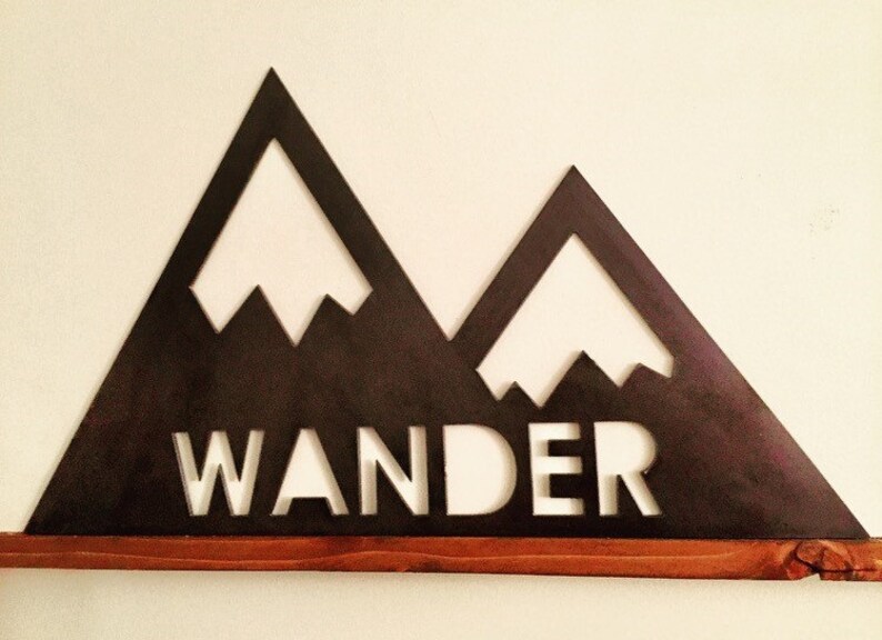 Wander Sign - Rustic Metal Mountain Wall Hanging - Home Decor ...