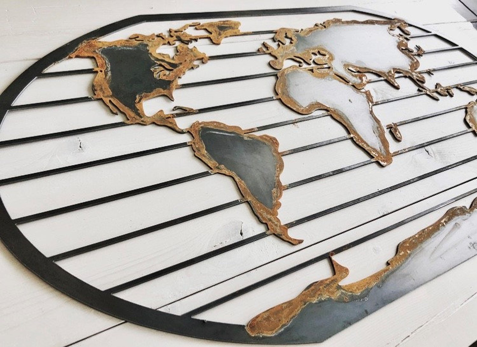 Rustic Metal World Map World Map Large World Map Etsy Canada
