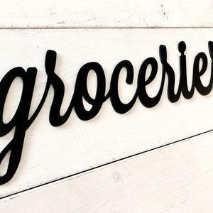 Groceries Sign - Kitchen Decor - Pantry Wall Art - Farmhouse Design - Metal Wall Art - Grocery Sign