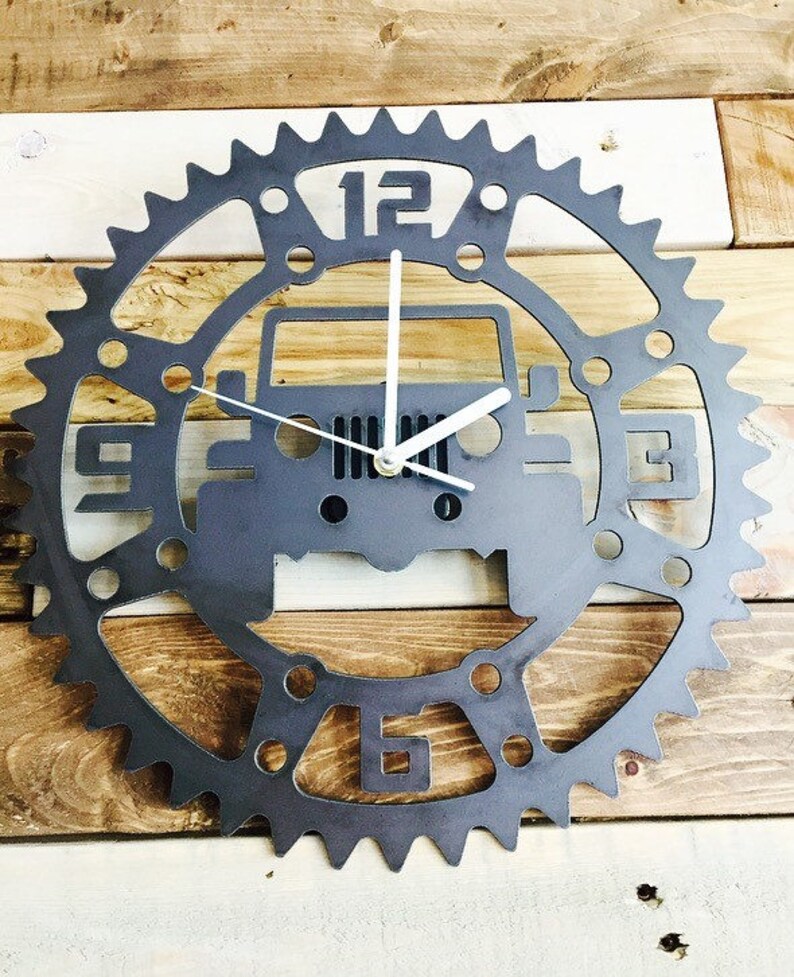 Rustic Metal Jeep Garage Clock Perfect for the Garage Office Etsy