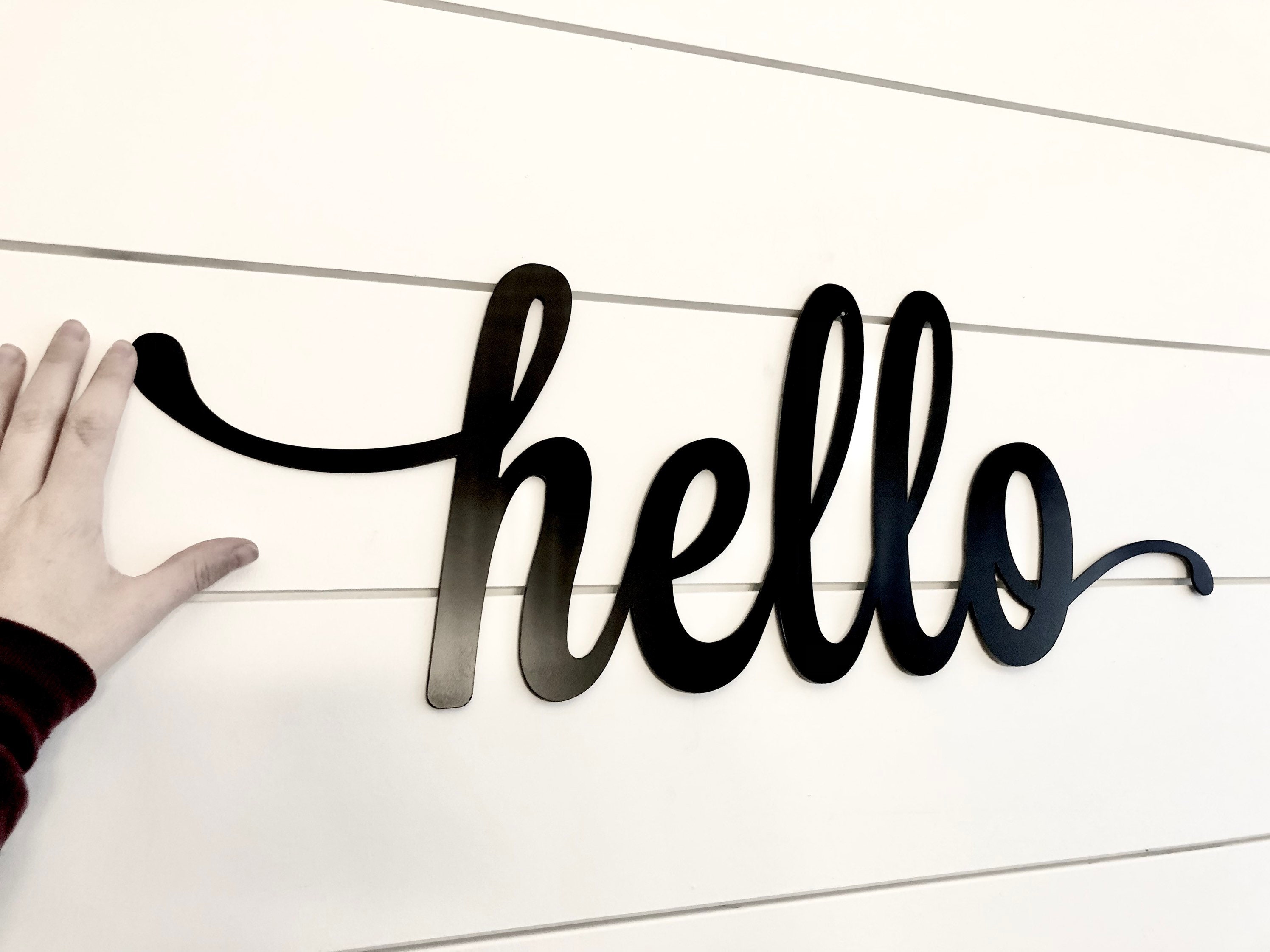 Hello Sign - Rustic Hello Wall Hanging - Metal Wall Art - Script Word ...