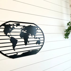Carte du monde en métal rustique - Carte du monde magnétique - Grande carte du monde - Art mural de la carte du monde