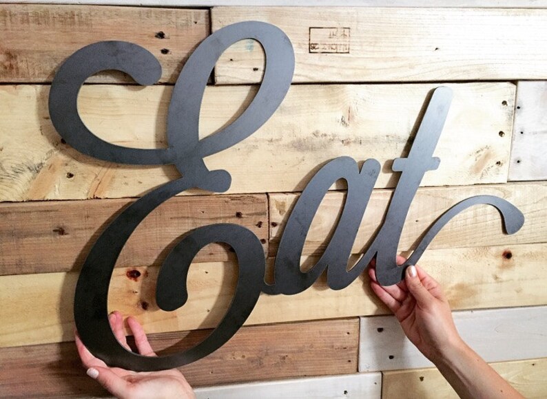 Rustic Metal Script Word Eat Kitchen Dining room decor Etsy