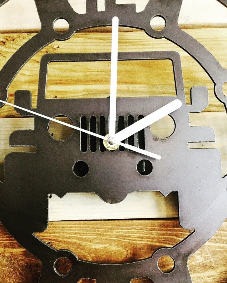 Rustic Metal Jeep Clock Perfect for the Garage Office or Man Etsy