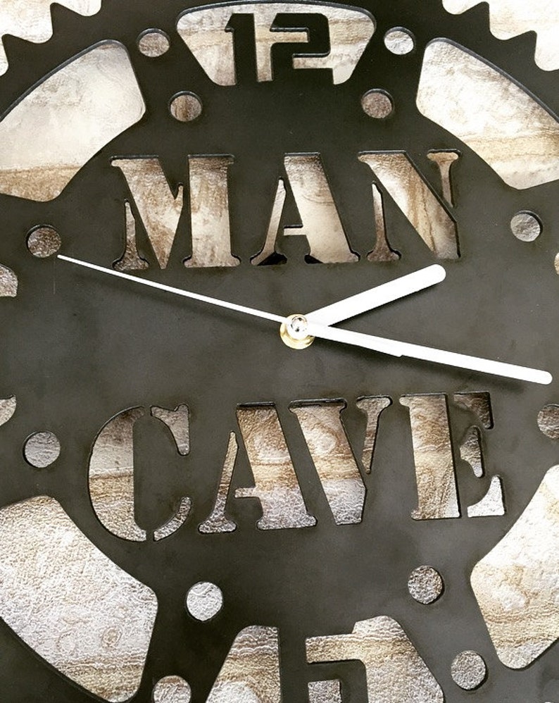 Rustic Metal Man Cave Clock Perfect for the Garage Office or Etsy