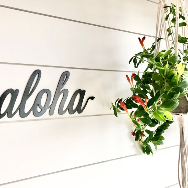 Aloha Sign - Hawaii Hello - Aloha Gift - Tropical Wall Art - Hawaiian Decor