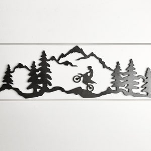 Dirtbike Sign - Dirtbike Mountain Scene - Mountain Range with Dirtbike - Motocross - Dirtbike Gift - Offroading - Dirtbiking