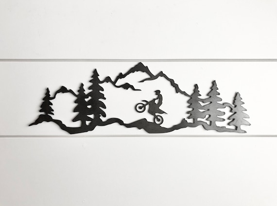 Dirtbike Sign - Dirtbike Mountain Scene - Mountain Range with Dirtbike - Motocross - Dirtbike Gift - Offroading - Dirtbiking