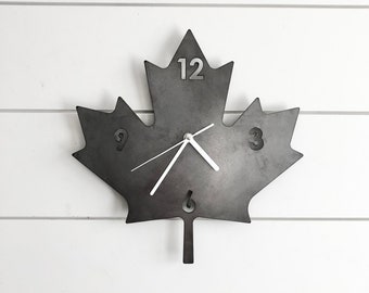 Maple Leaf Clock - Canada Clock - Canadian Gift - Oh Canada - Canada Day Gift - Maple Leaf Wall Art - Canadian Decor - Rustic Maple Leaf