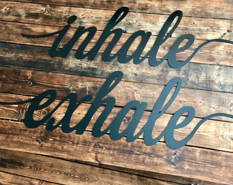 Inhale Exhale Signs - Above Bed Decor - Yoga Sign -Boho Decor - Bedroom Wall Art - Breathe