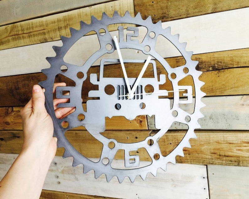 Rustic Metal Jeep Clock Perfect for the Garage Office or Man Etsy
