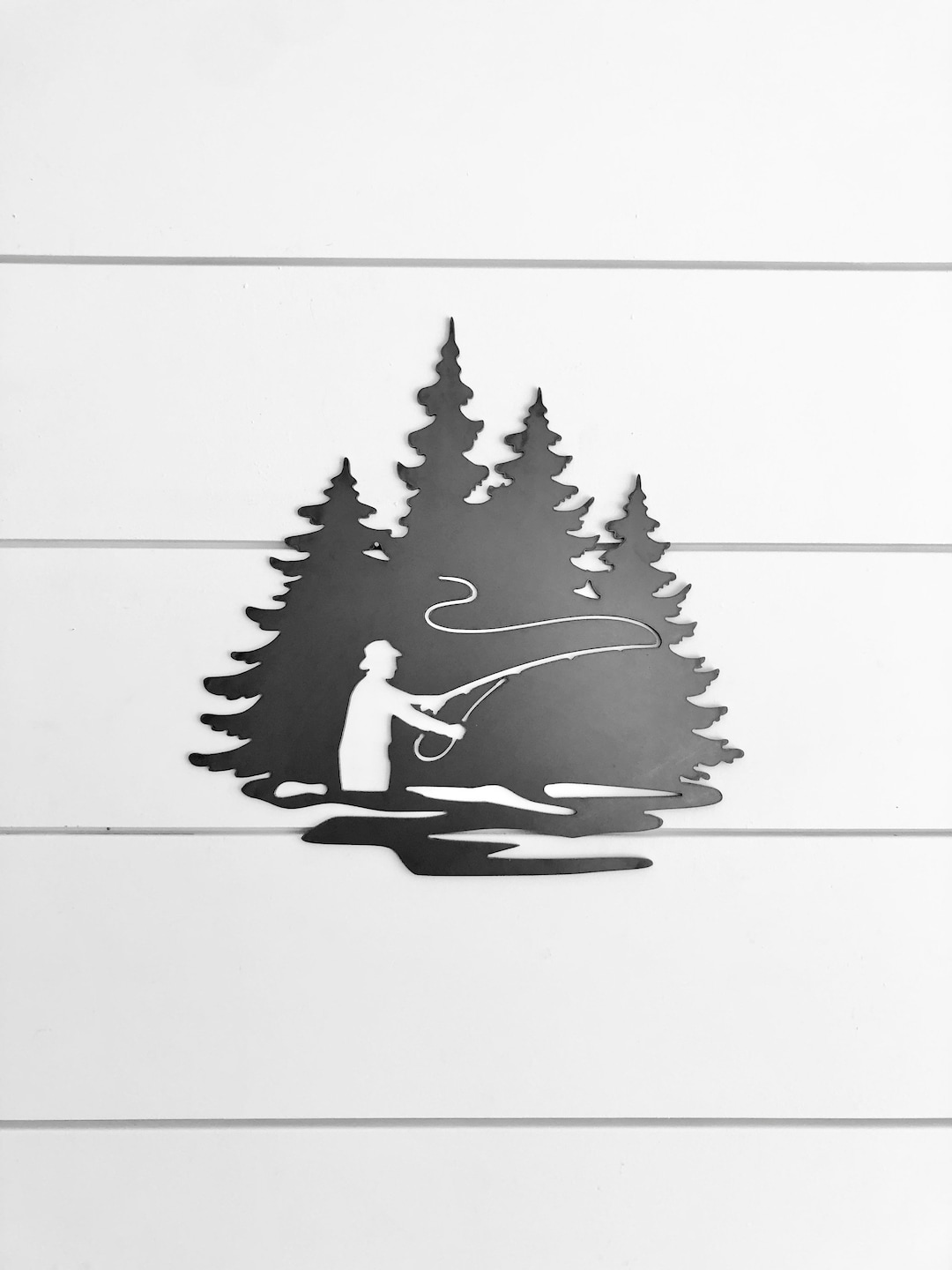 Fly Fishing Sign Fishing Wall Art Angler Decor Gift for Hunter Metal