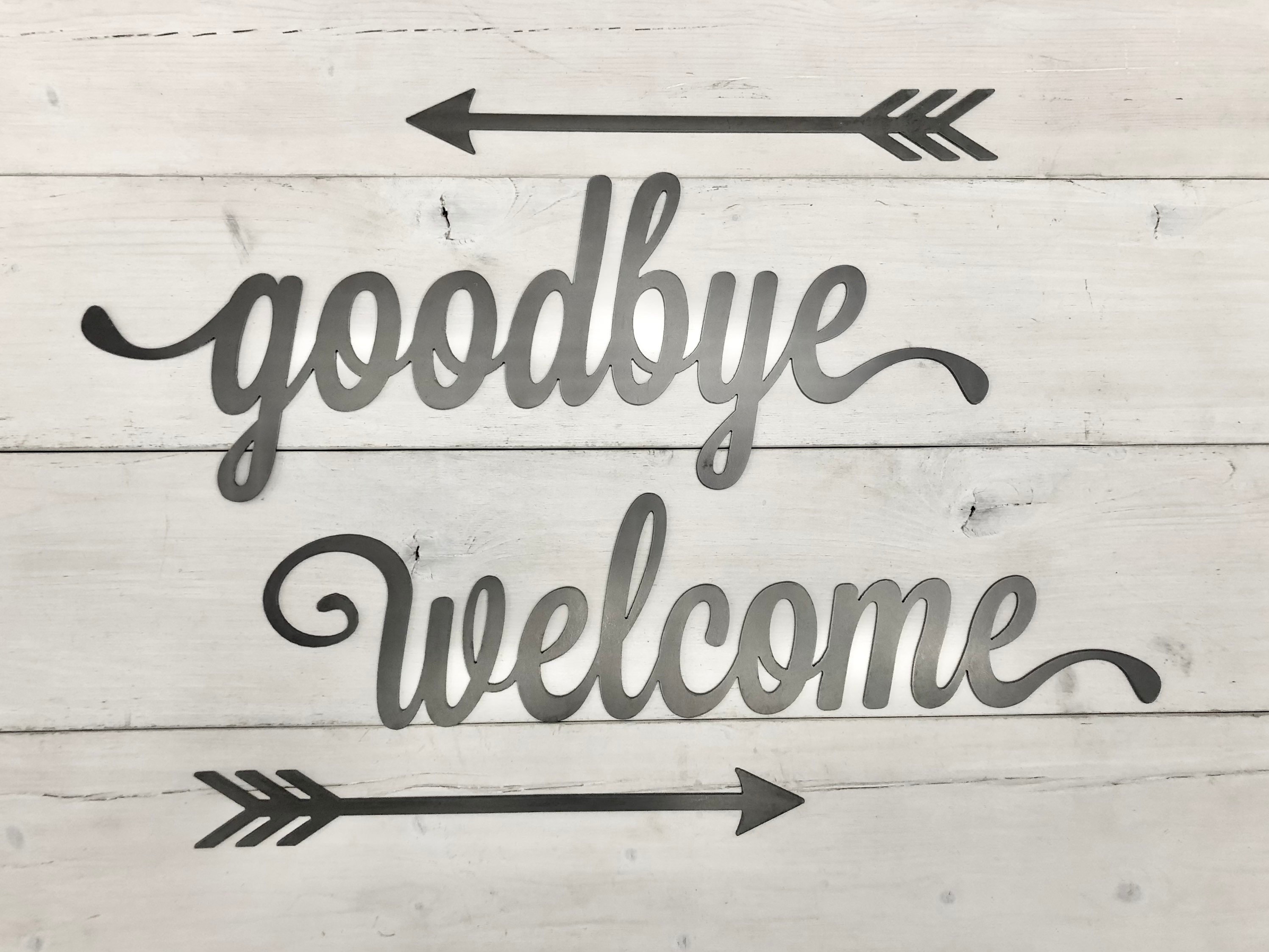 Script Goodbye Sign - Front Door Sign - Entryway Decor - Metal Wall Art ...