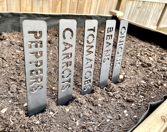 Rustic Metal Garden Tags - Plant Labels - Garden Name Plates - Planter Box Vegetable Stakes - Garden Gift