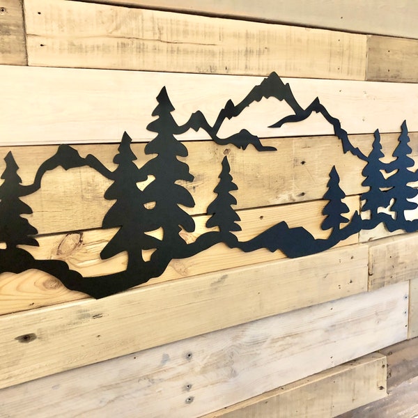 Rustic Metal Mountain Range - Mountain Wall Art - Rustic Scenery - Mountain scape - Mountain Scene - Mountain With Trees - Home Decor