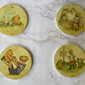 Winnie the Pooh Ceramic Coaster Set | Set of 4 Pooh Bear Ceramic Coasters