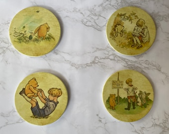 Winnie the Pooh Ceramic Coaster Set | Classic Pooh Bear Design