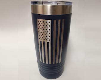 American Flag Tumbler, Veteran Gift, Travel Cup, Old Glory, Laser Engraved, Personalized Mug