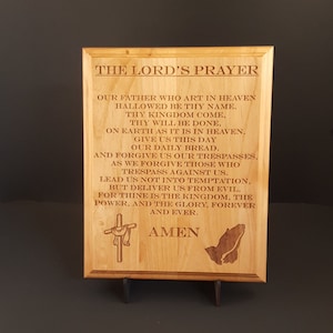 The Lord&#39;s Prayer Engraved Wood Plaque, 6&quot; X 8&quot;