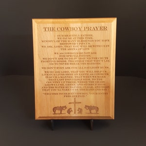 The Cowboy Prayer Engraved Wood Plaque, 12&quot; X 15&quot;