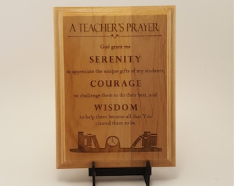 Teacher gift, A Teacher's Prayer, Christmas gift for teacher, Engraved Wood Plaque, 8" X 10"