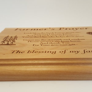 Farmer's Prayer Engraved Wood Plaque, 6 X 8 image 2