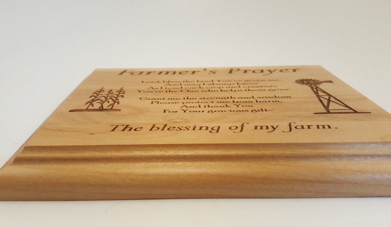 Farmer's Prayer Engraved Wood Plaque, 6 X 8 image 2