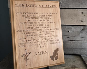 Baptism Gift – Lord’s Prayer Wood Plaque | Engraved Christian Wall Art | Personalized Faith Gift for Baby, Boy or Girl | 5 Sizes