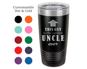 Uncle Gift for Christmas, Coolest Uncle Ever Tumbler, 20 oz, Custom Engraved, Customized, Stainless Steel